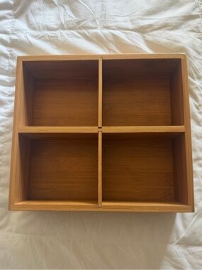 🎋 Bamboo Wood 4-Compartment Organizer Tray